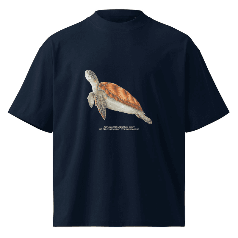 Turtle organic oversized high neck t-shirt thumbnail 1